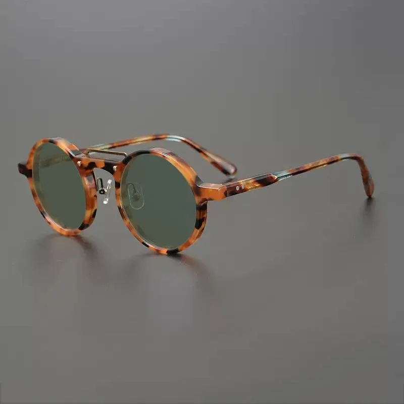 Gatenac Unisex Full Rim Round Polarized Acetate Sunglasses Mo11