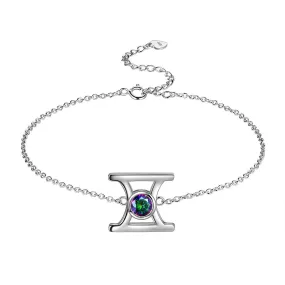 Gemini Bracelet Women Girls Jewelry Birthday Gift Mystic Topaz Sterling Silver