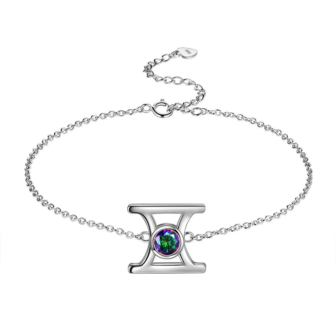 Gemini Bracelet Women Girls Jewelry Birthday Gift Mystic Topaz Sterling Silver