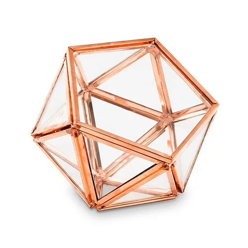 Glass Geometric Copper Wedding Ring Jewelry Box
