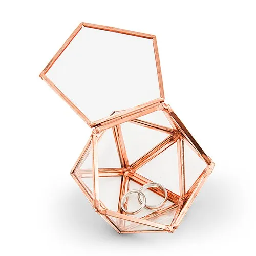 Glass Geometric Copper Wedding Ring Jewelry Box