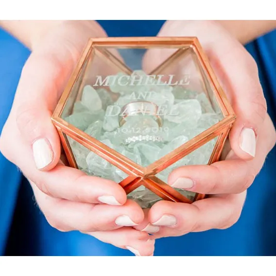 Glass Geometric Copper Wedding Ring Jewelry Box