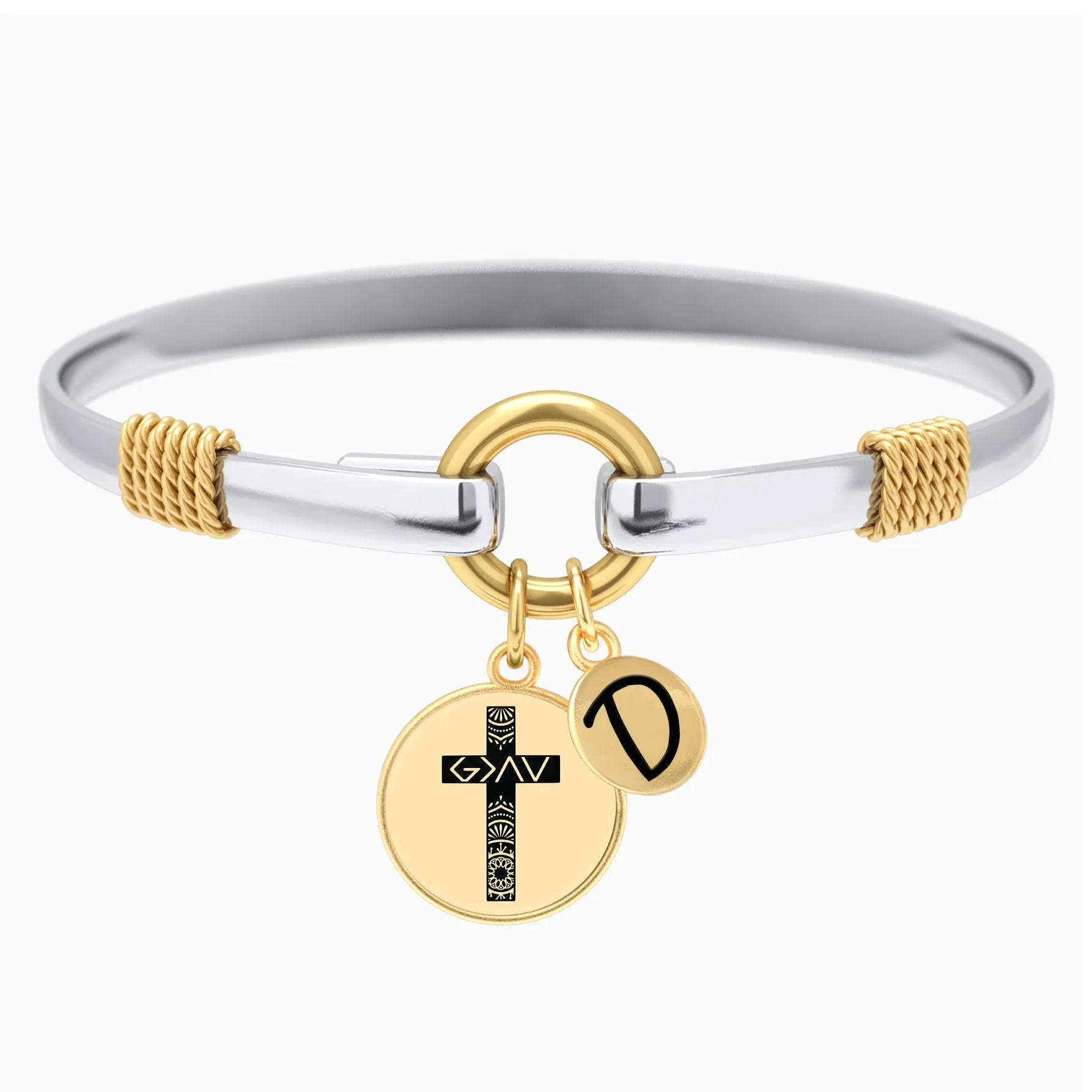 God is Greater Cross Two-Tone Bracelet