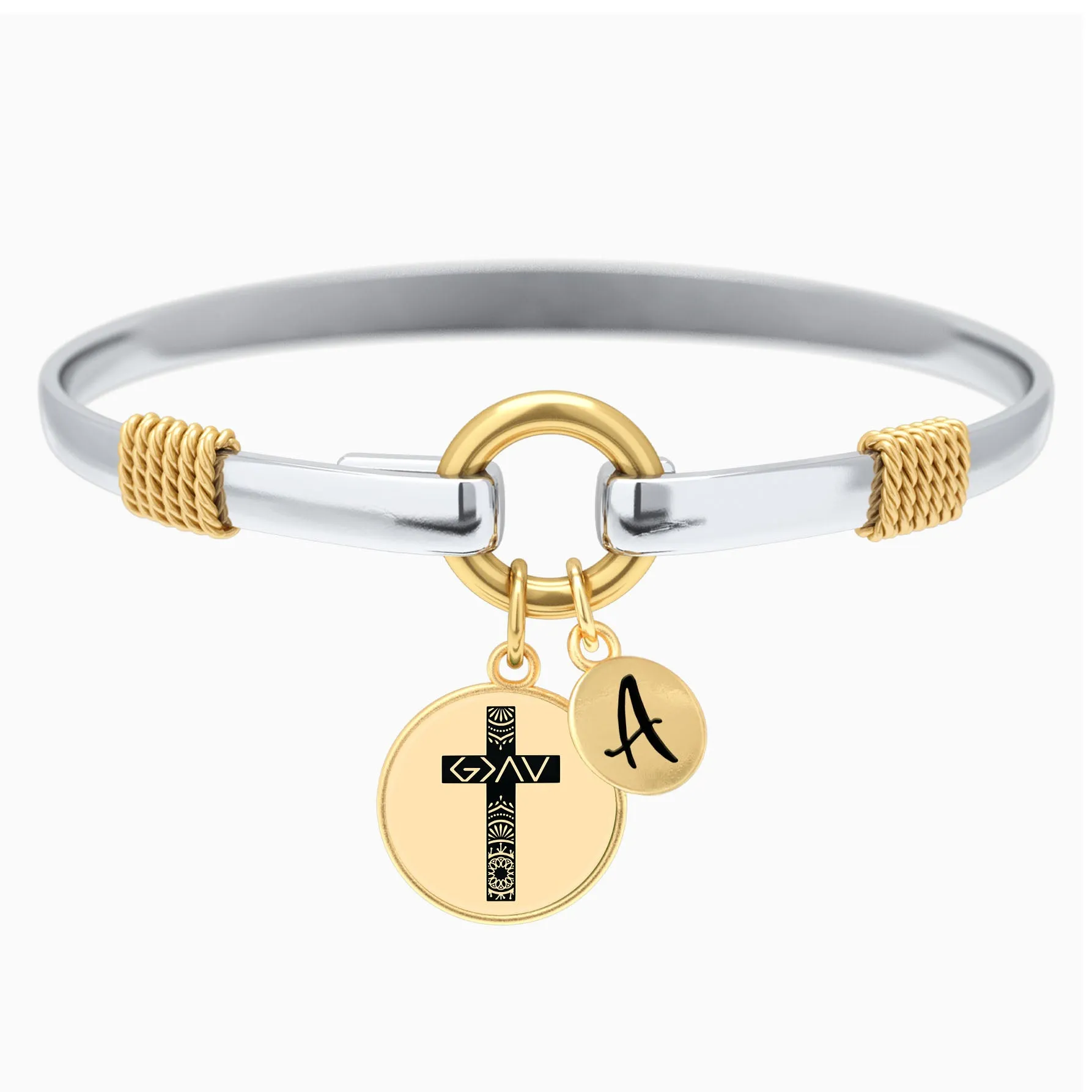 God is Greater Cross Two-Tone Bracelet