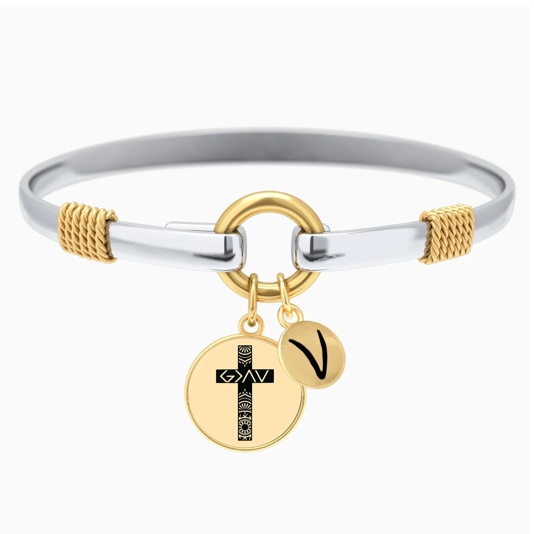God is Greater Cross Two-Tone Bracelet