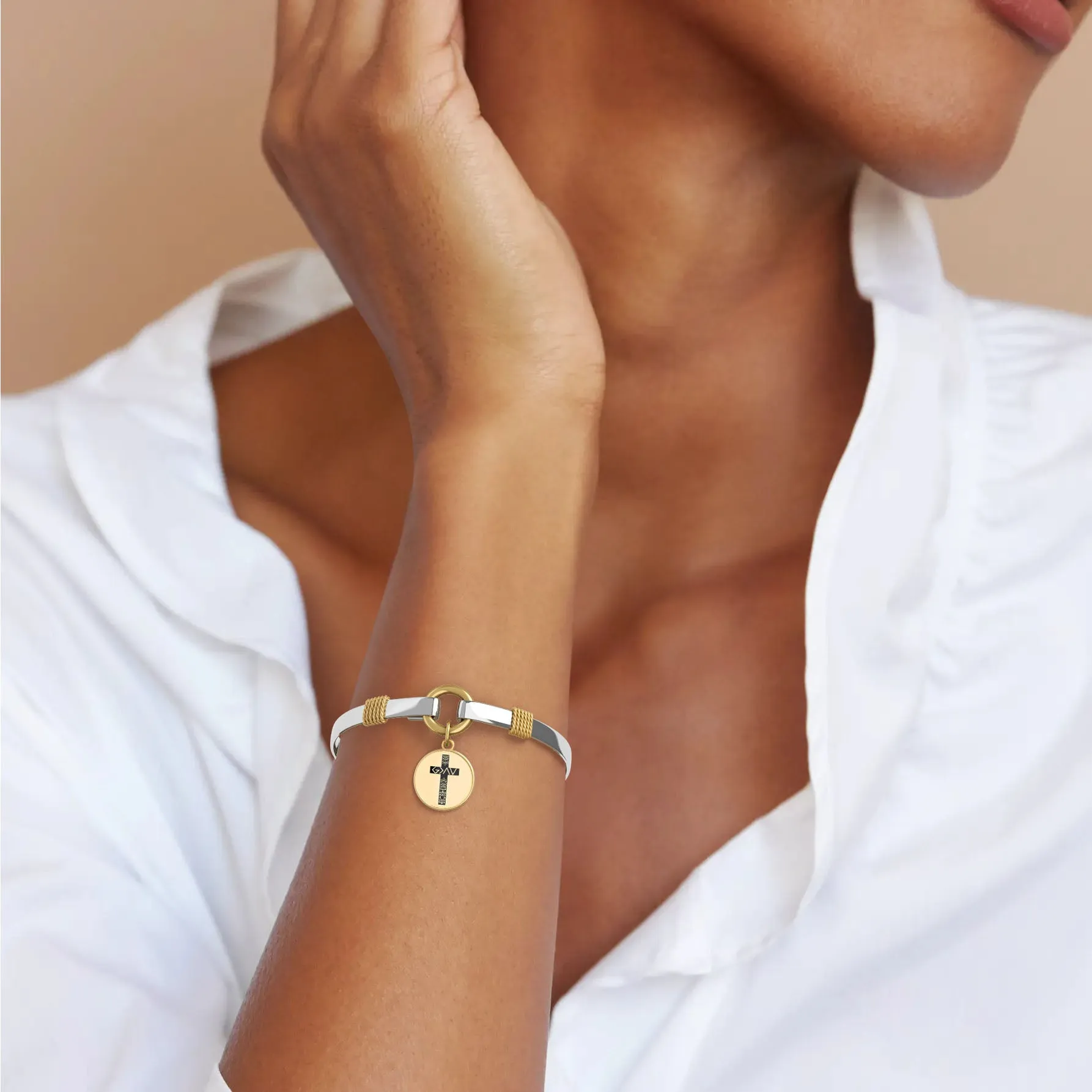 God is Greater Cross Two-Tone Bracelet