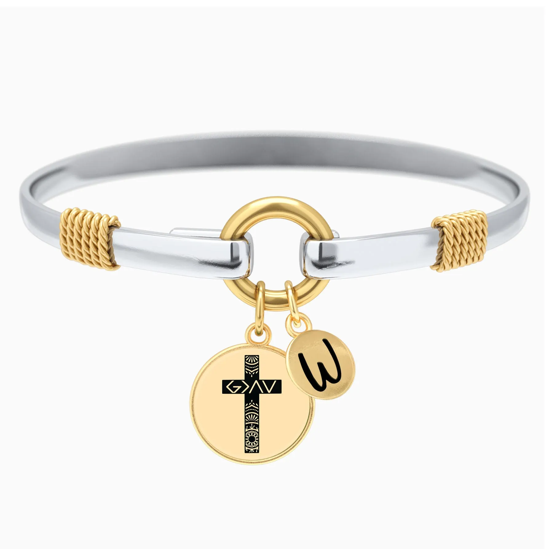 God is Greater Cross Two-Tone Bracelet