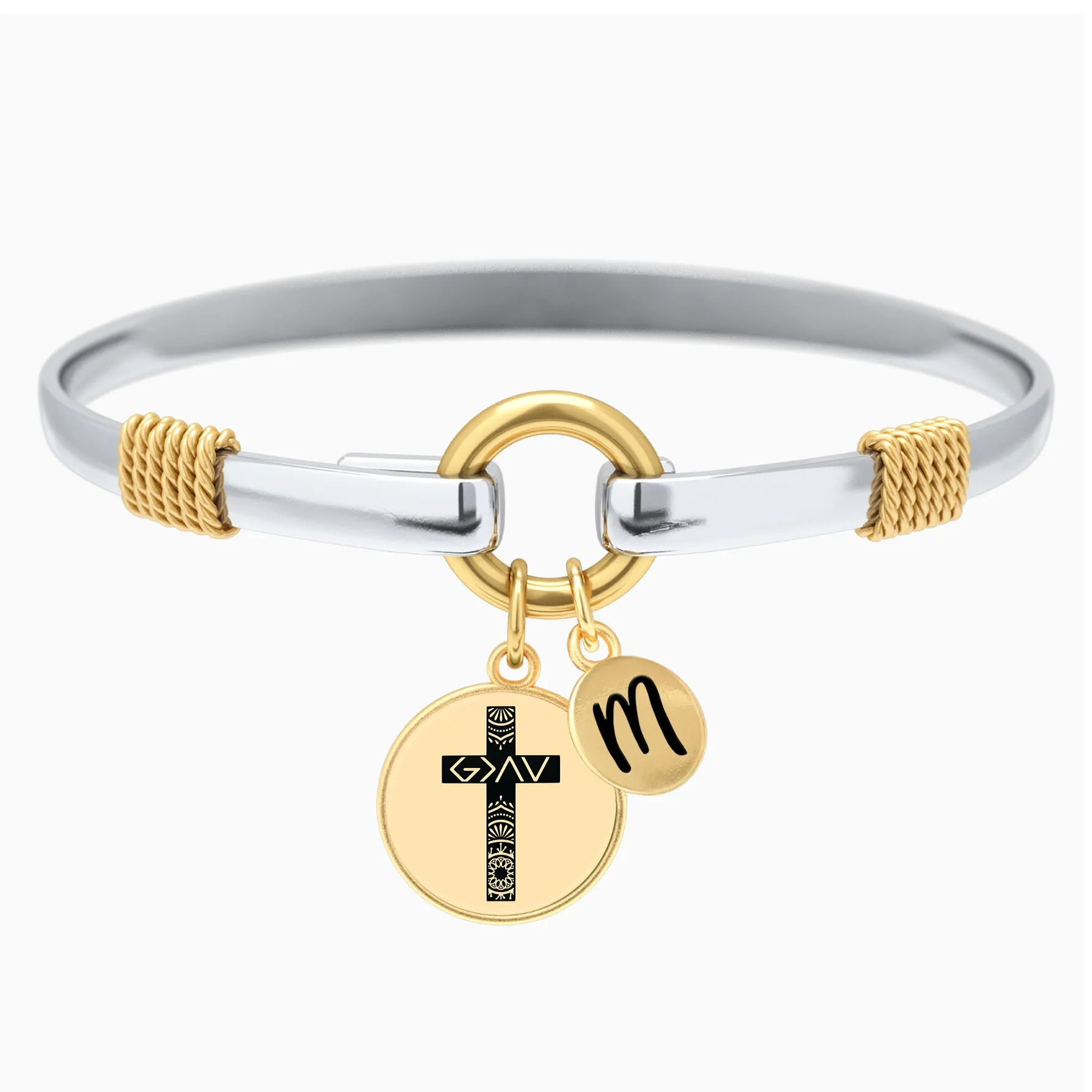 God is Greater Cross Two-Tone Bracelet
