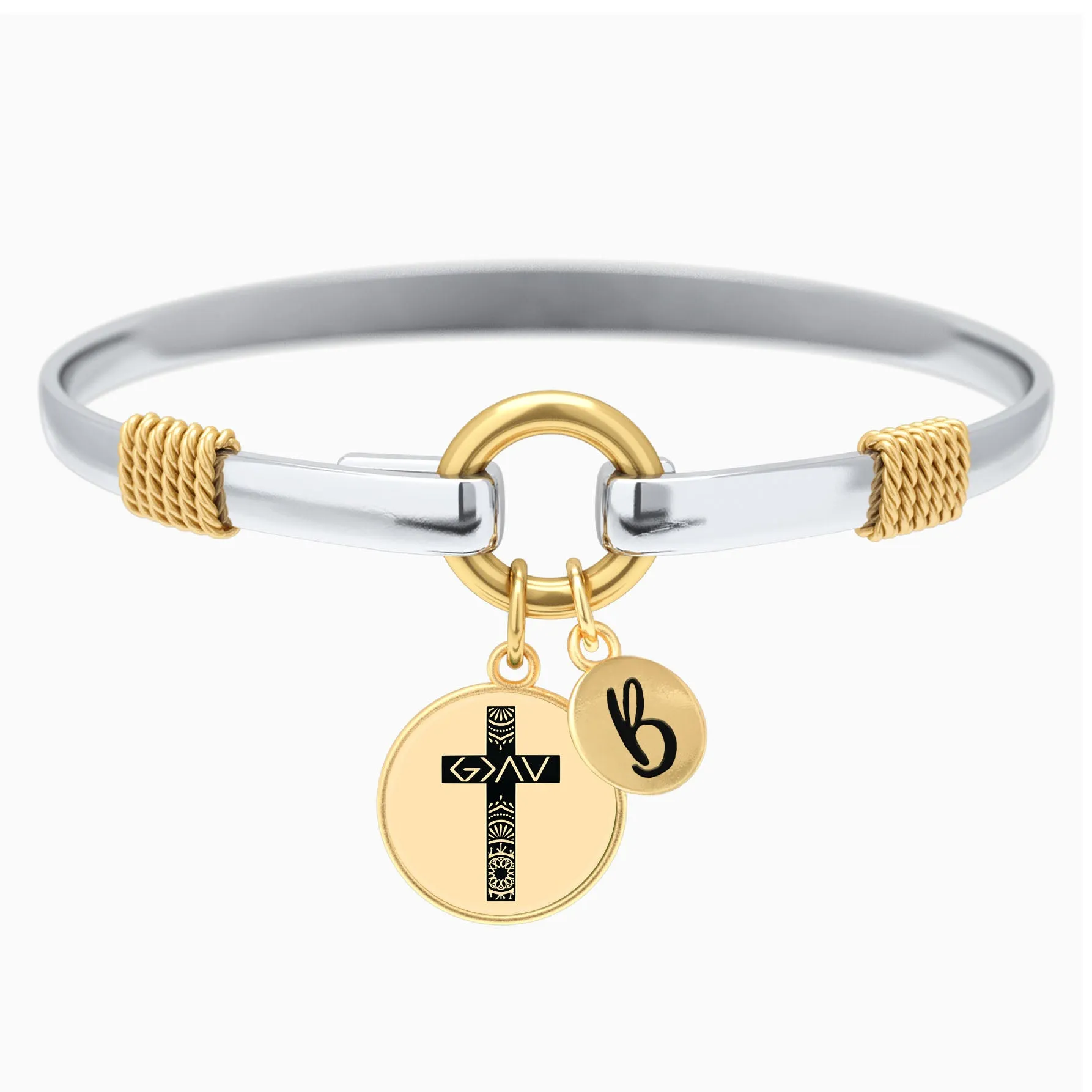 God is Greater Cross Two-Tone Bracelet