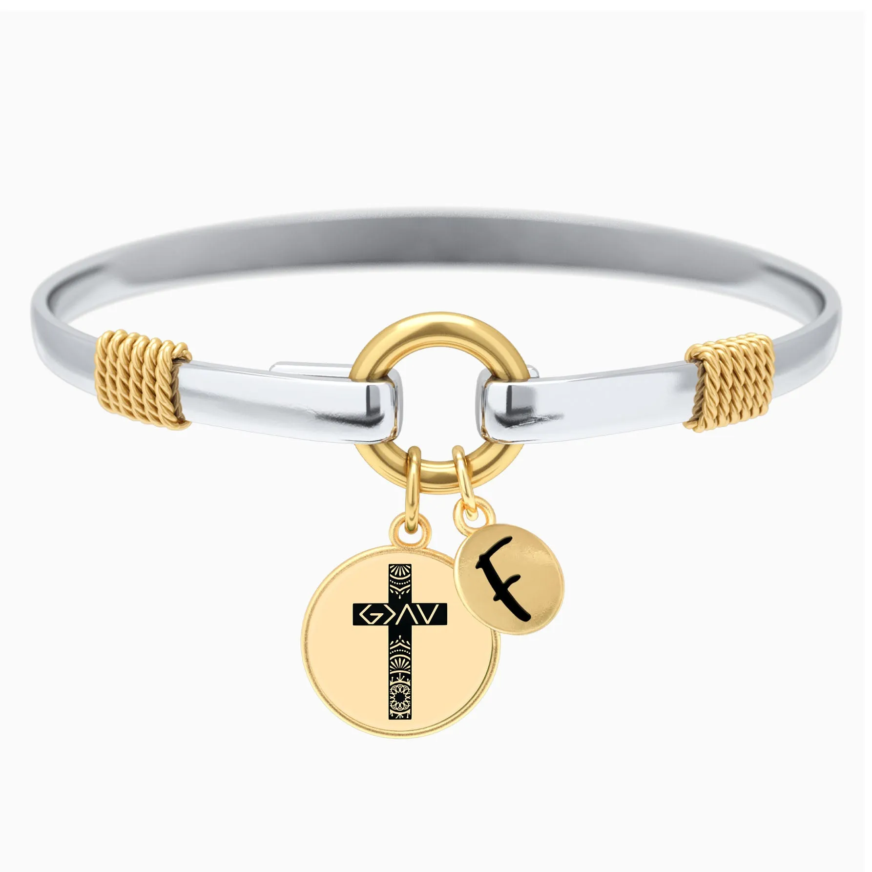 God is Greater Cross Two-Tone Bracelet