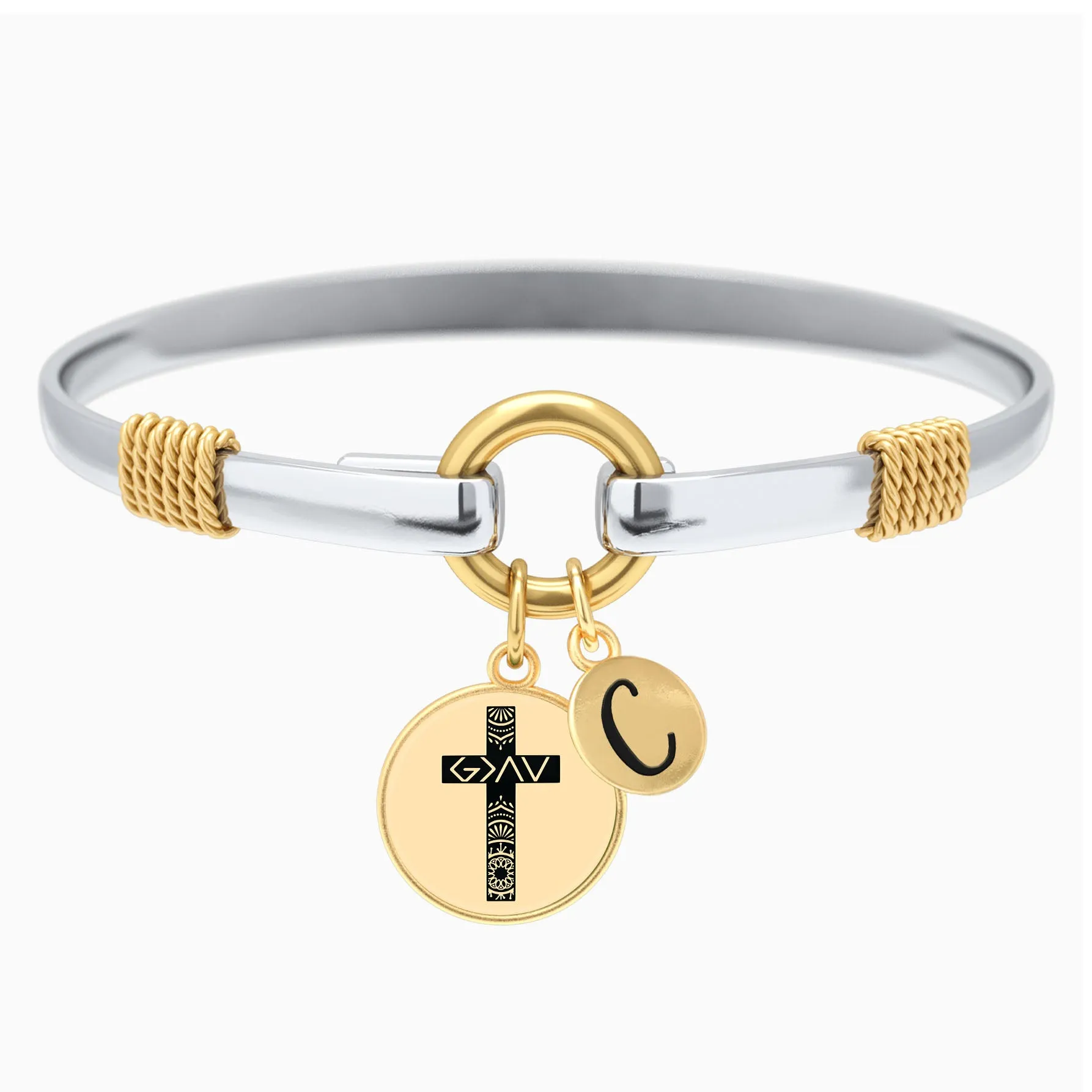 God is Greater Cross Two-Tone Bracelet