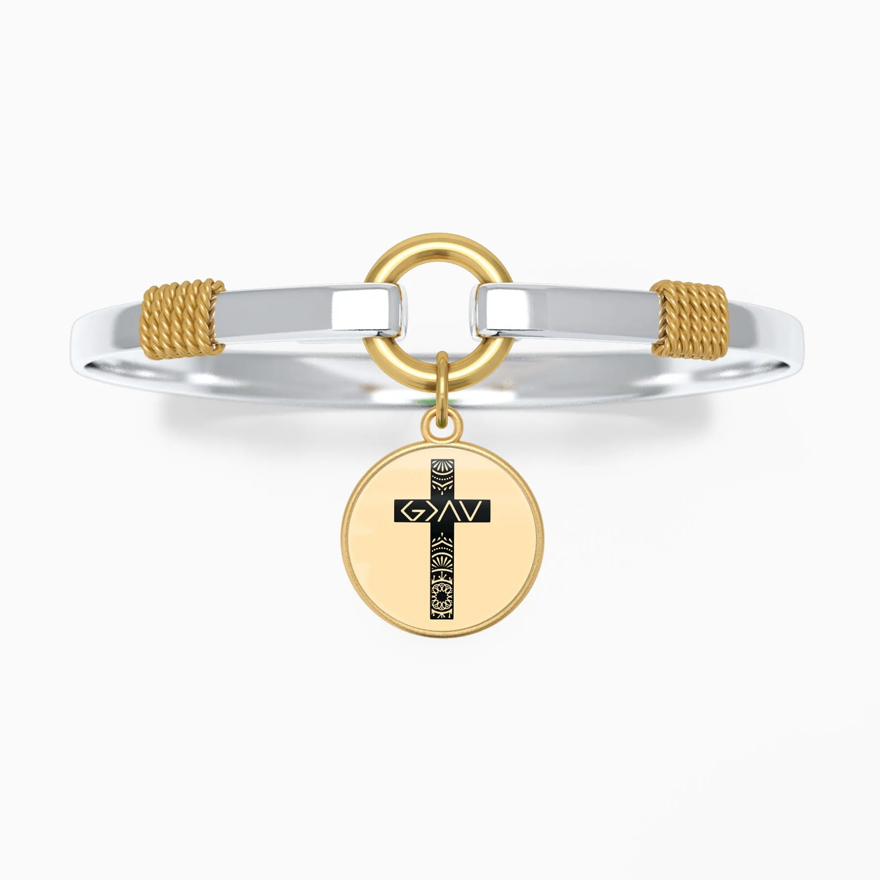 God is Greater Cross Two-Tone Bracelet