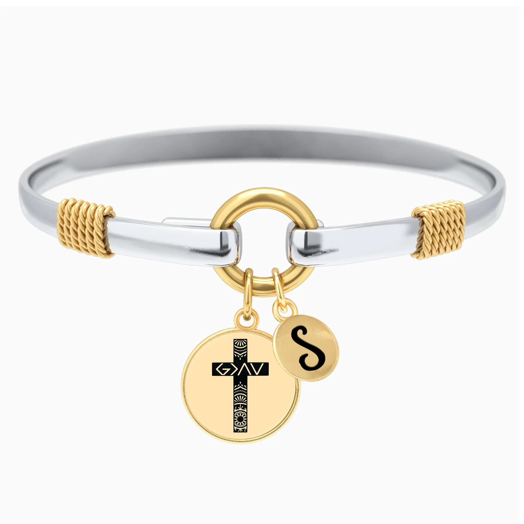 God is Greater Cross Two-Tone Bracelet