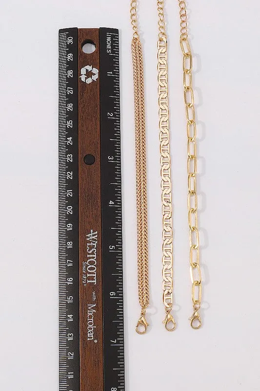 Gold Cuban Link Chain Bracelet Set