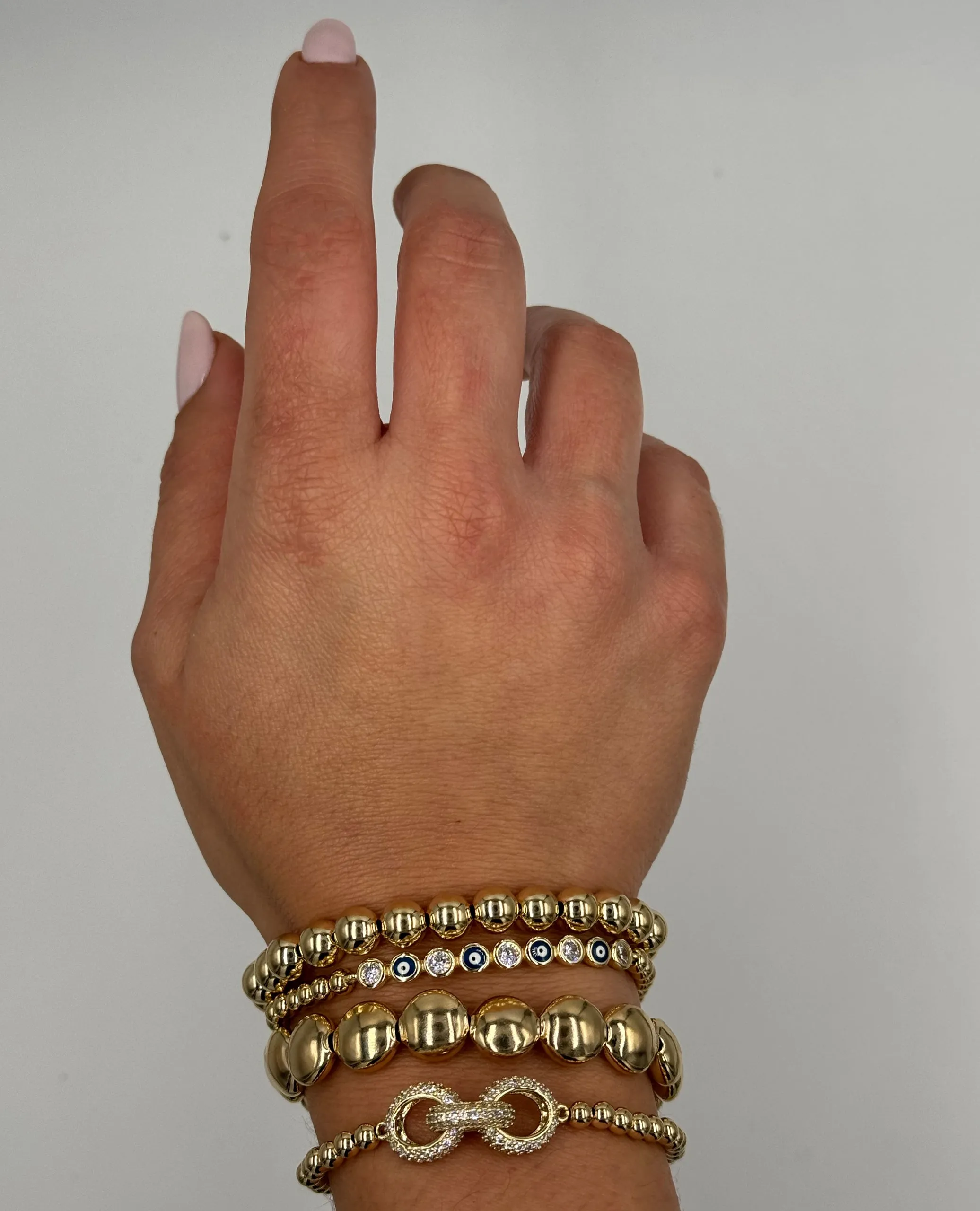 Gold Filled Stackable 4mm Ball Evil Eye Bracelet
