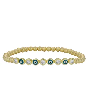 Gold Filled Stackable 4mm Ball Evil Eye Bracelet