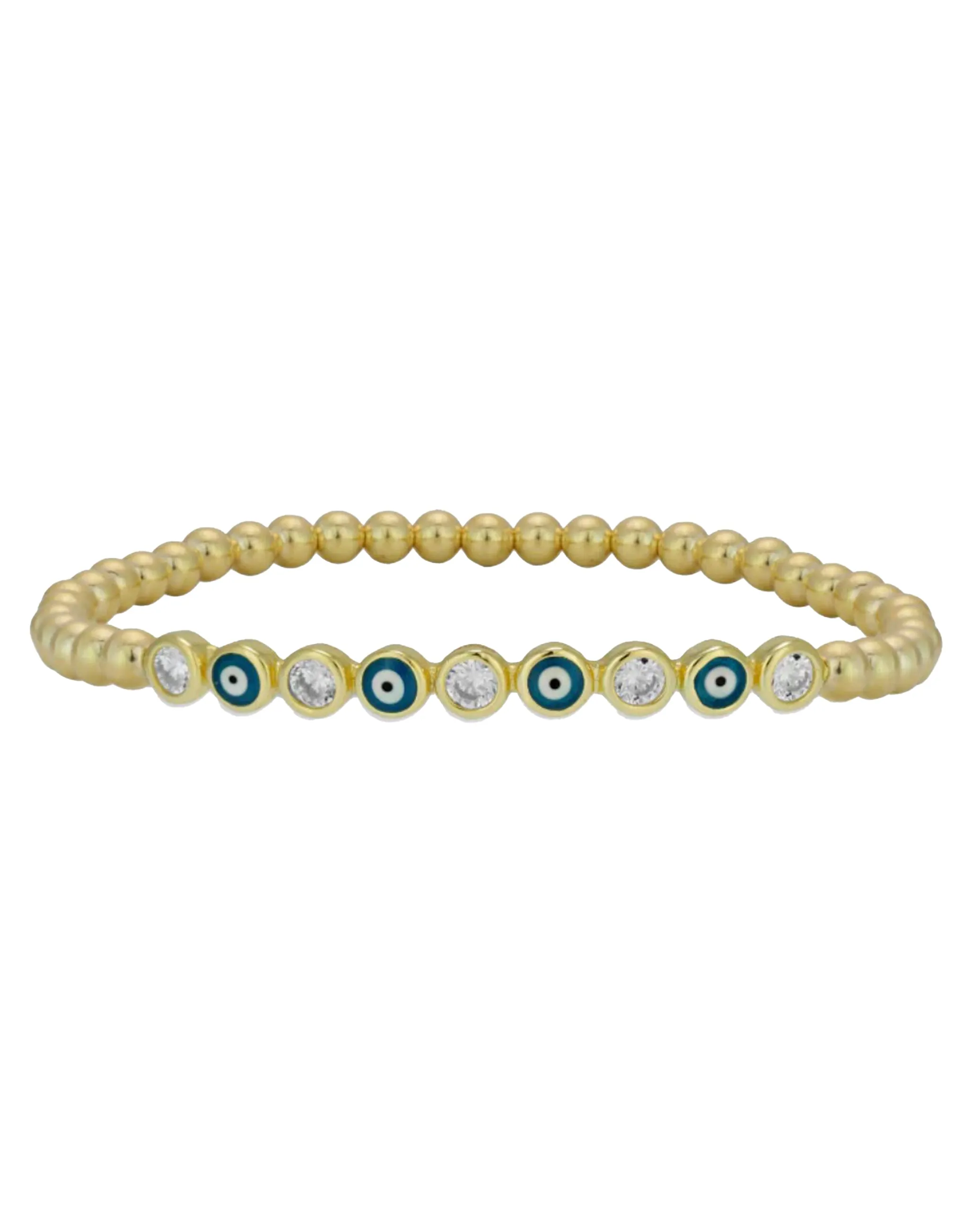 Gold Filled Stackable 4mm Ball Evil Eye Bracelet