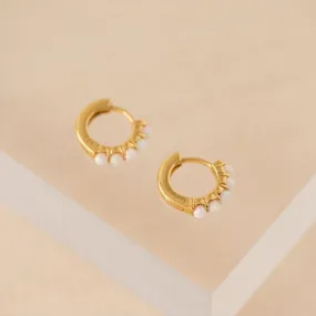 Gold Plated Opal Huggie Hoop Earrings