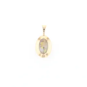 Gold Quartz Necklace Oval Inlaid Design Pendant
