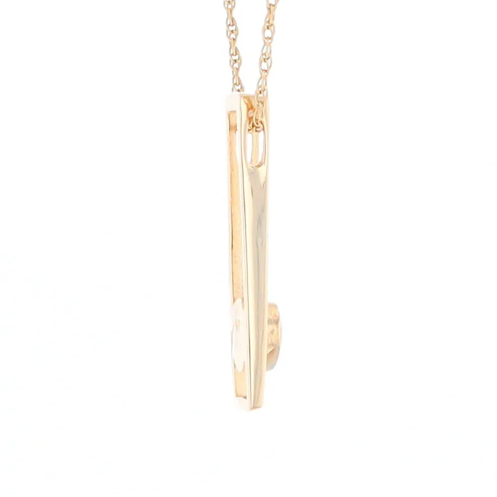 Gold Quartz Necklace Round Inlay Long Open Rectangle Design Pendant
