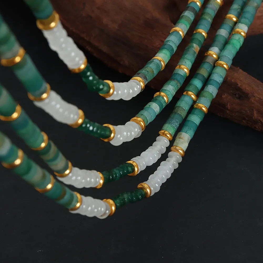 Green Jade Handmade Clavicle Chain Necklace - High-End Luxury Women's Jewelry by Planderful