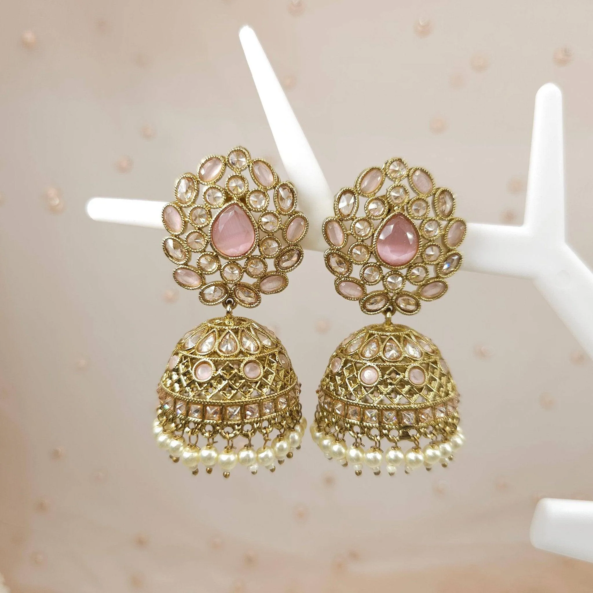 Heer Antique Gold Polki Jhumki Earrings