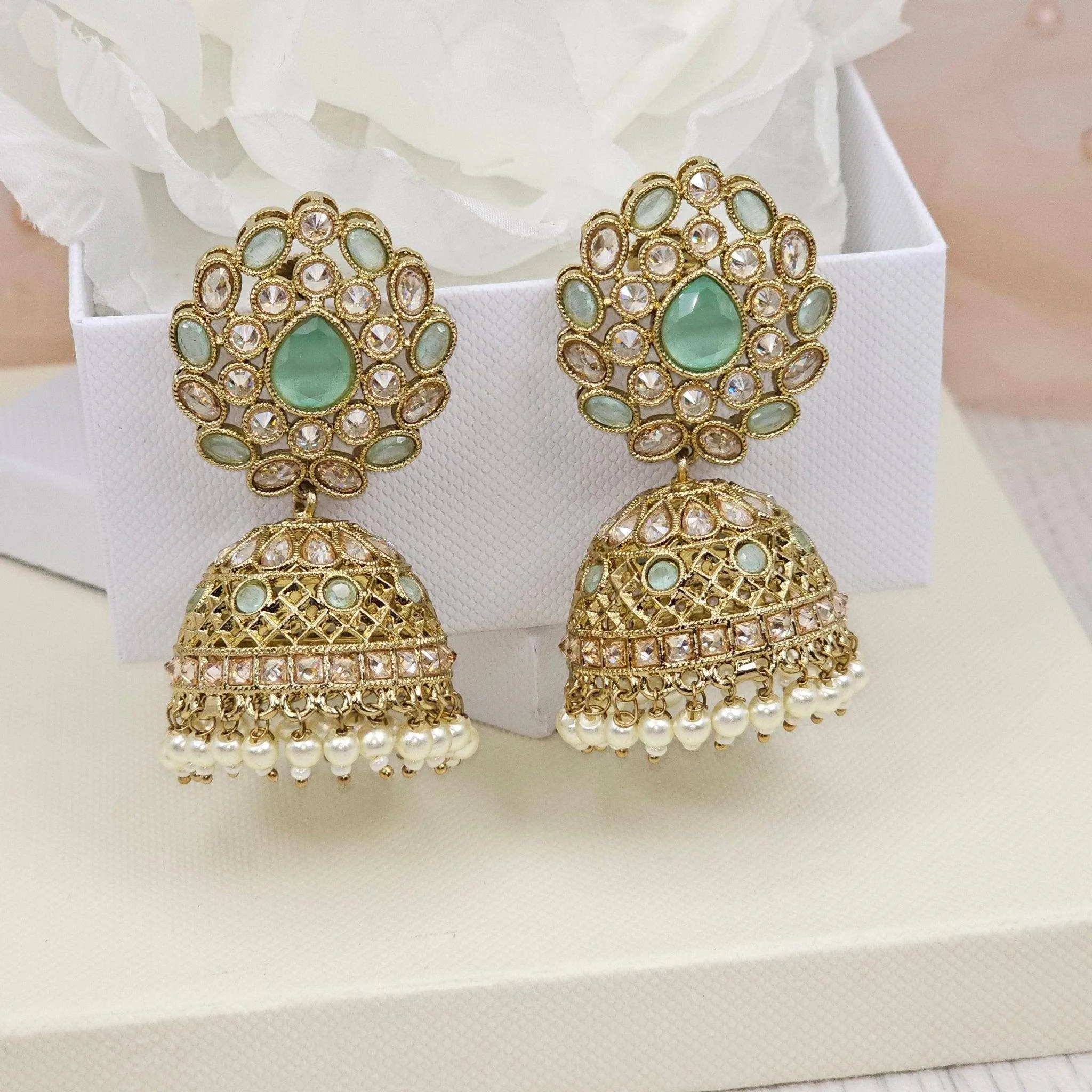 Heer Antique Gold Polki Jhumki Earrings