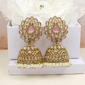 Heer Antique Gold Polki Jhumki Earrings