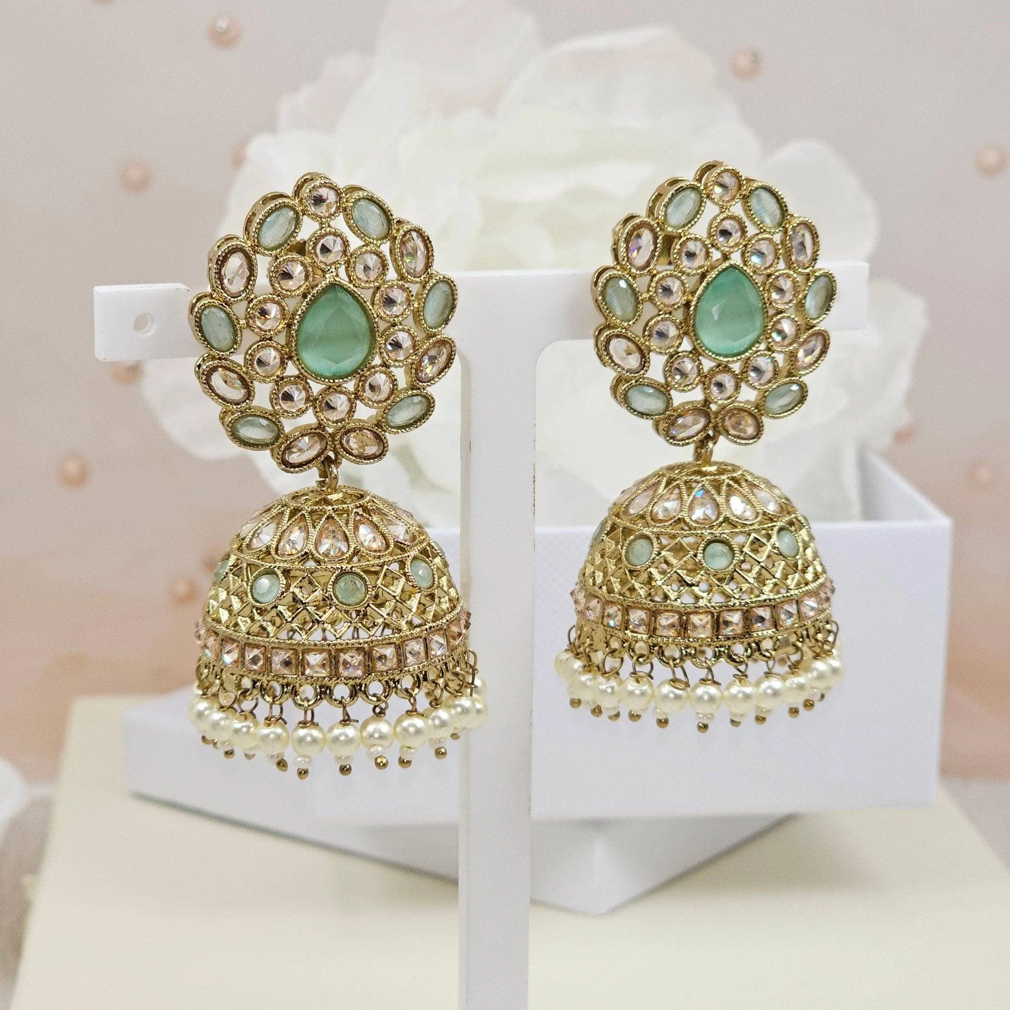 Heer Antique Gold Polki Jhumki Earrings