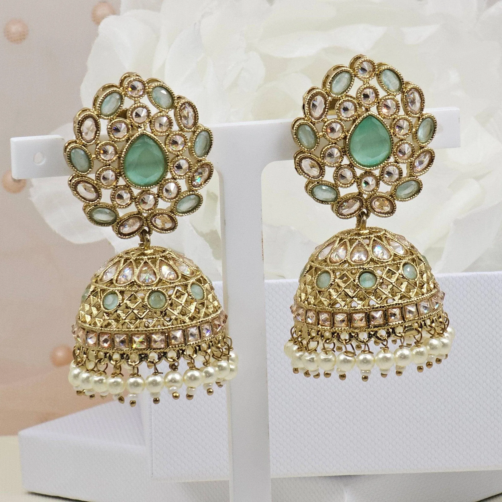 Heer Antique Gold Polki Jhumki Earrings