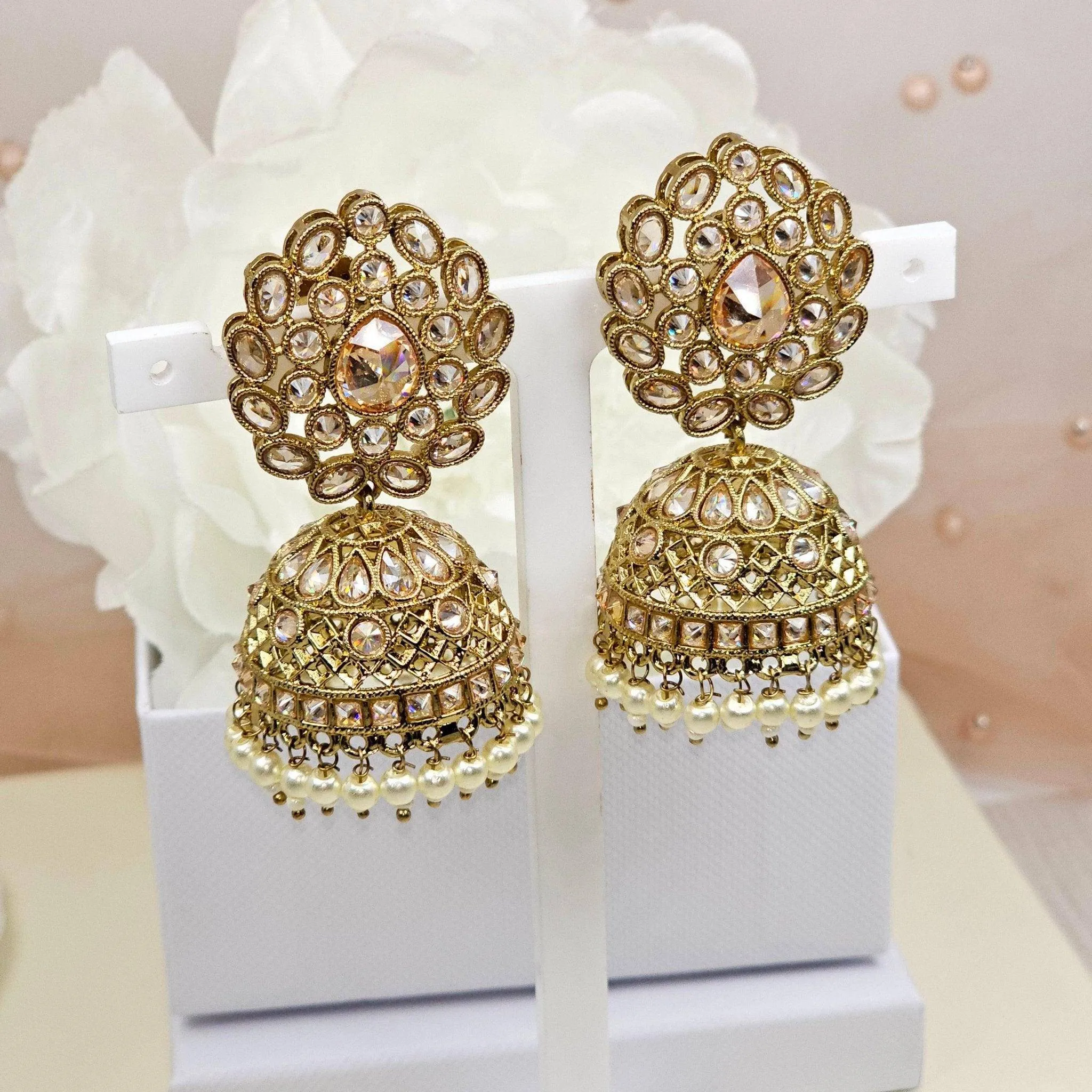 Heer Antique Gold Polki Jhumki Earrings
