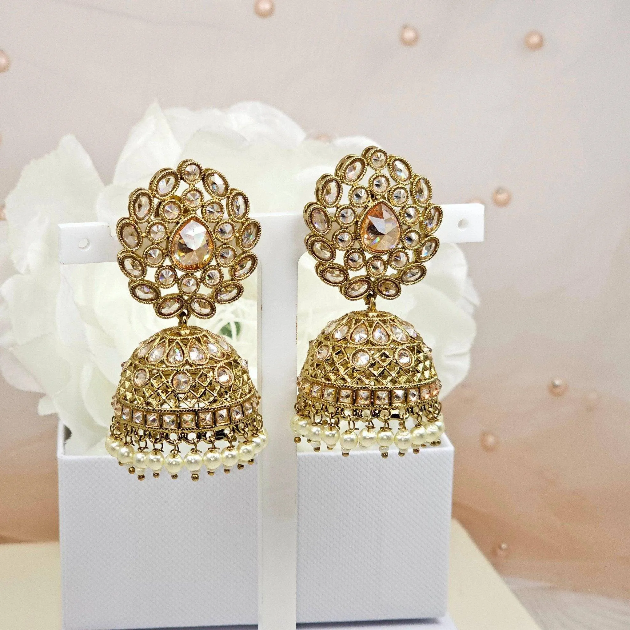 Heer Antique Gold Polki Jhumki Earrings