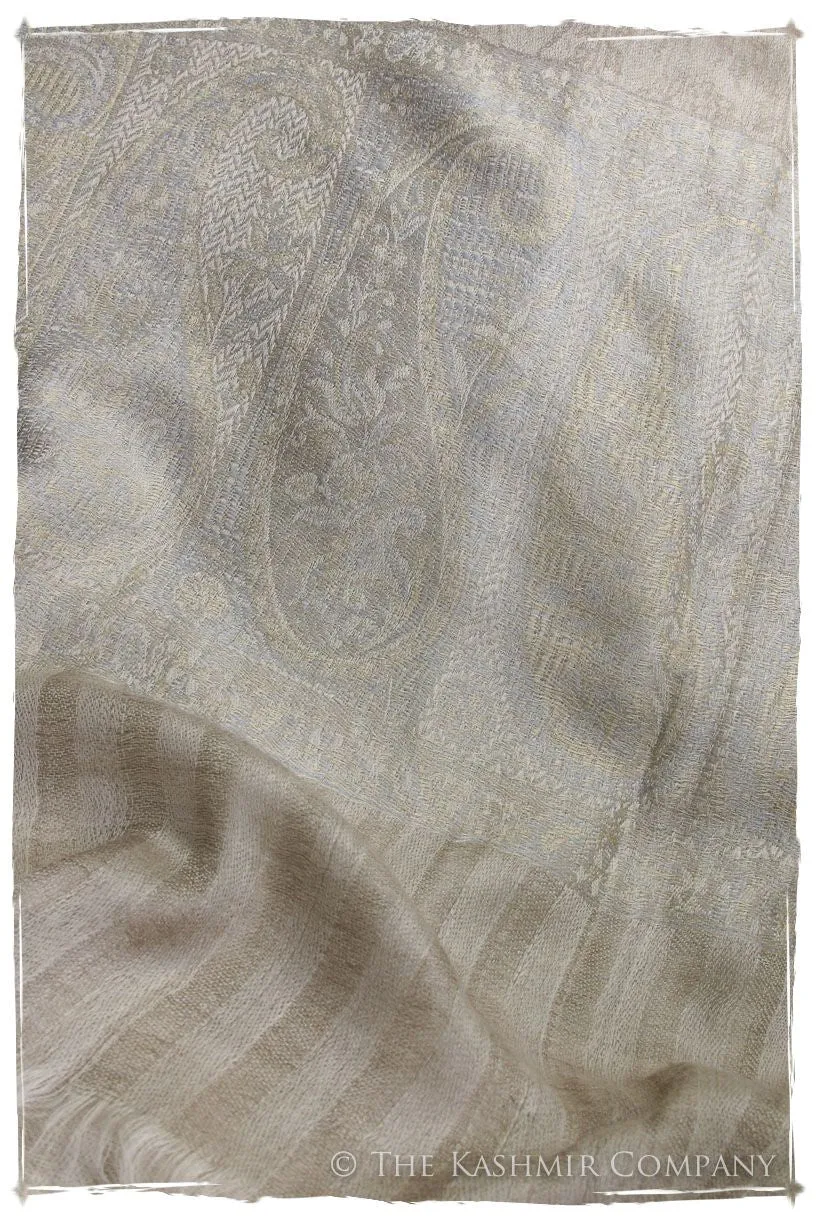 Jacquard Frontiere Silver Taupe Cashmere Scarf
