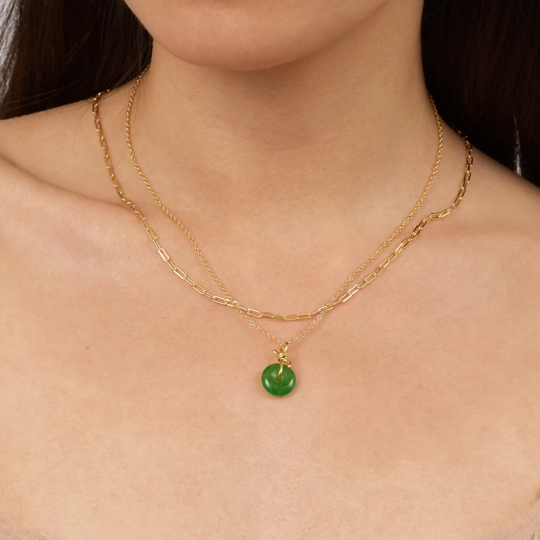Jade Hoop Earrings and Knot Necklace Set