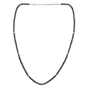 Jewelili Sterling Silver With Smokey Quartz Bead Pendant Necklace
