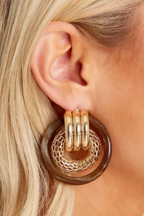 Jumping Through Hoops Brown Hoop Earrings