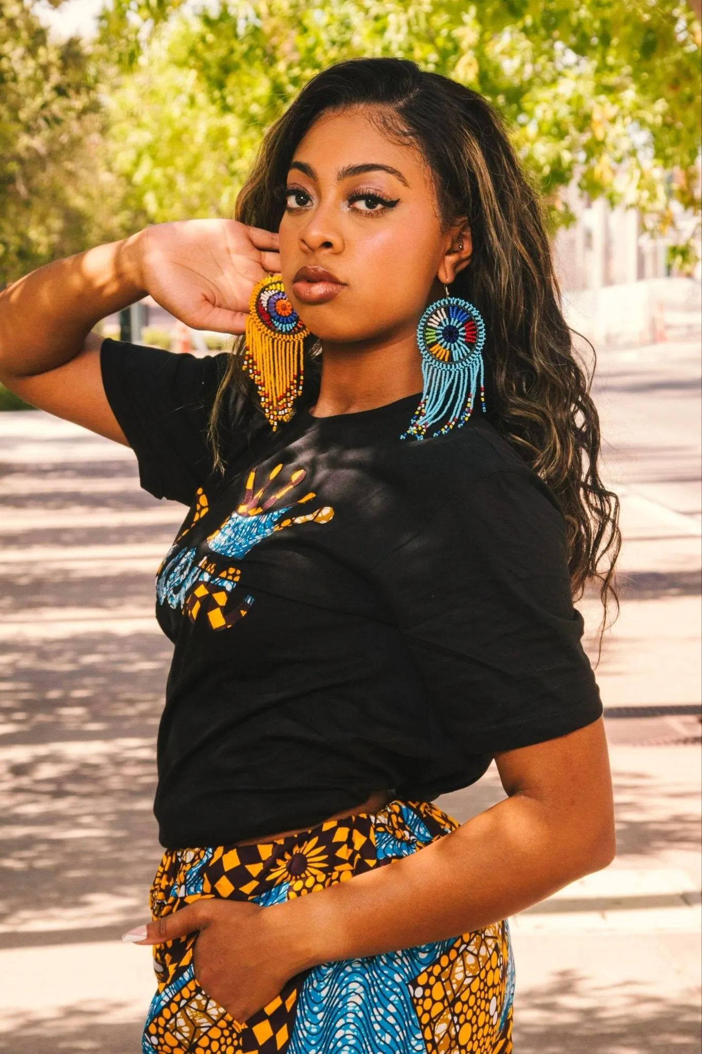 Kenya seed bead oversize tassel earrings