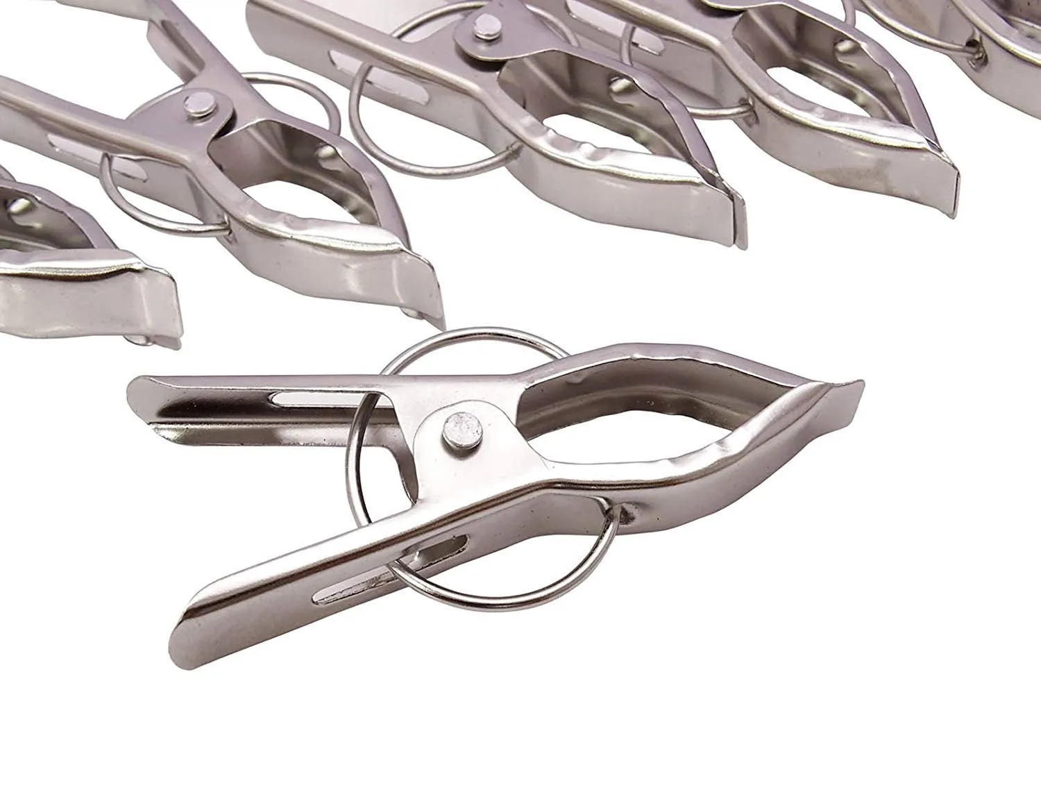 Kuber Industries Clothes Pegs Set Of 24|Cloth Drying Clips For Rope|Strong Grip & Solid Ring|Idol For Stand, Pipe (Silver)