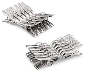 Kuber Industries Clothes Pegs Set Of 24|Cloth Drying Clips For Rope|Strong Grip & Solid Ring|Idol For Stand, Pipe (Silver)