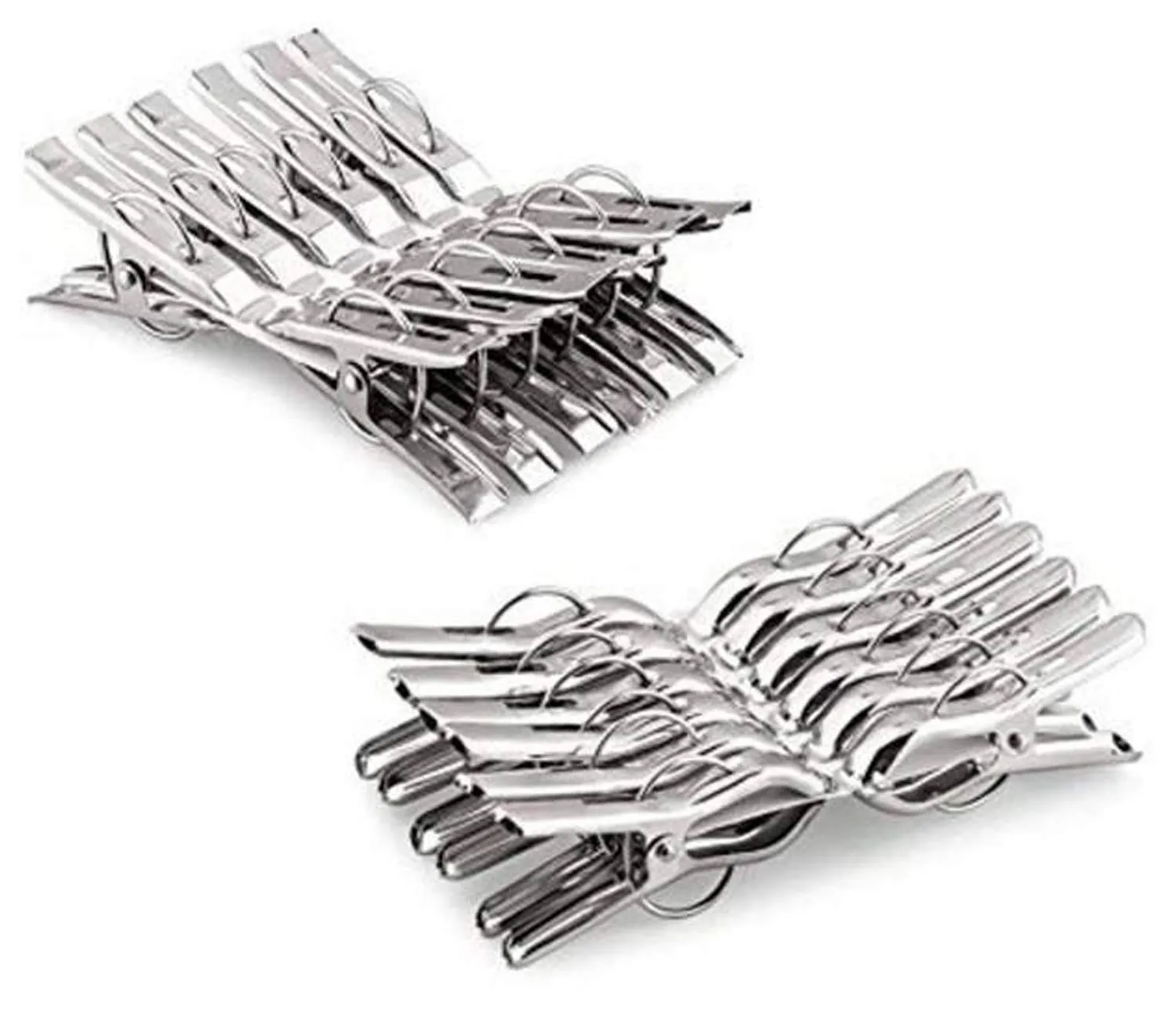 Kuber Industries Clothes Pegs Set Of 24|Cloth Drying Clips For Rope|Strong Grip & Solid Ring|Idol For Stand, Pipe (Silver)