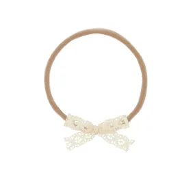 Lace Bow - Mini Cream Headband