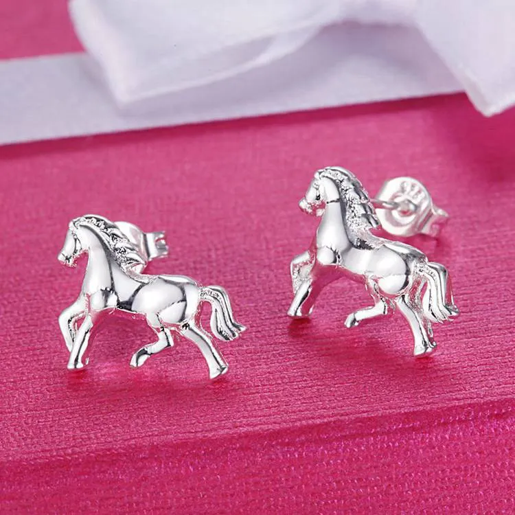 Little Horse Silver Stud Petite Earrings for Woman Gift for The Horse Lover Birthday Holiday