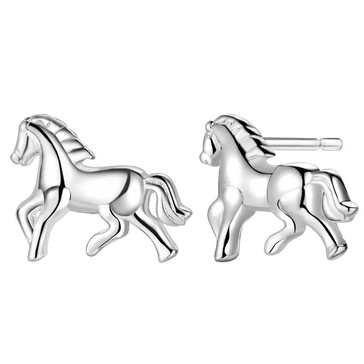 Little Horse Silver Stud Petite Earrings for Woman Gift for The Horse Lover Birthday Holiday
