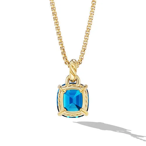 Marbella Pendant in 18K Yellow Gold with Hampton Blue Topaz, 12mm