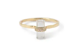 Micropave diamond Wrapped White Topaz Cut Crystal Ring
