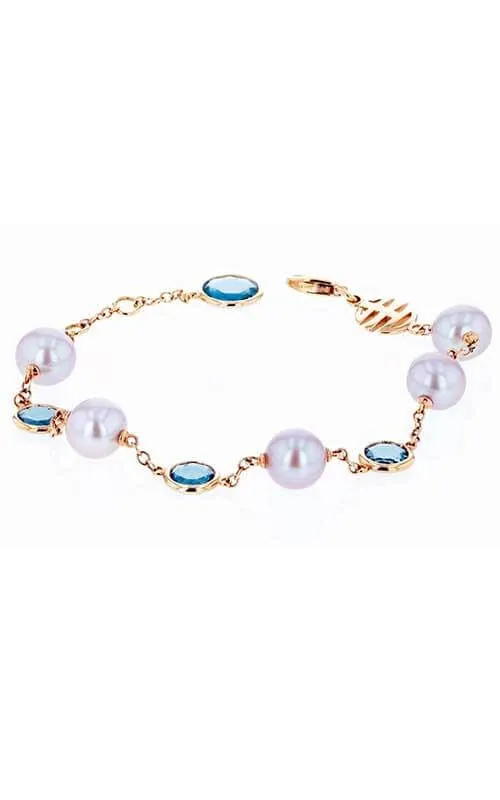 Mimi En Rose Gold, Blue London Topaz and Violet Pearls Bracelet (B271R3T)