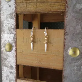Mixed Metal Dagger Earrings - Small