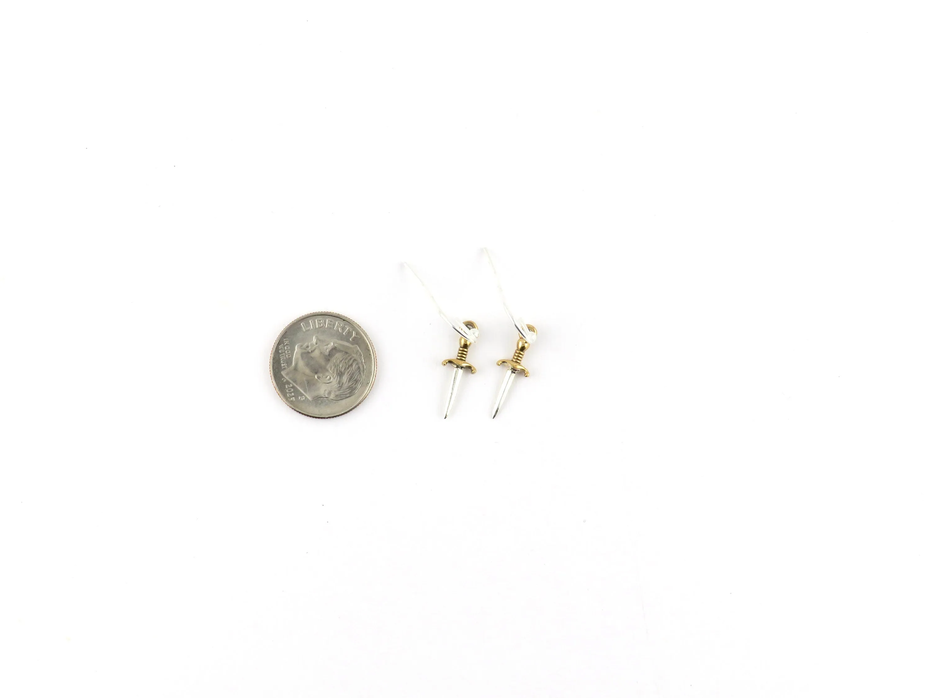 Mixed Metal Dagger Earrings - Small