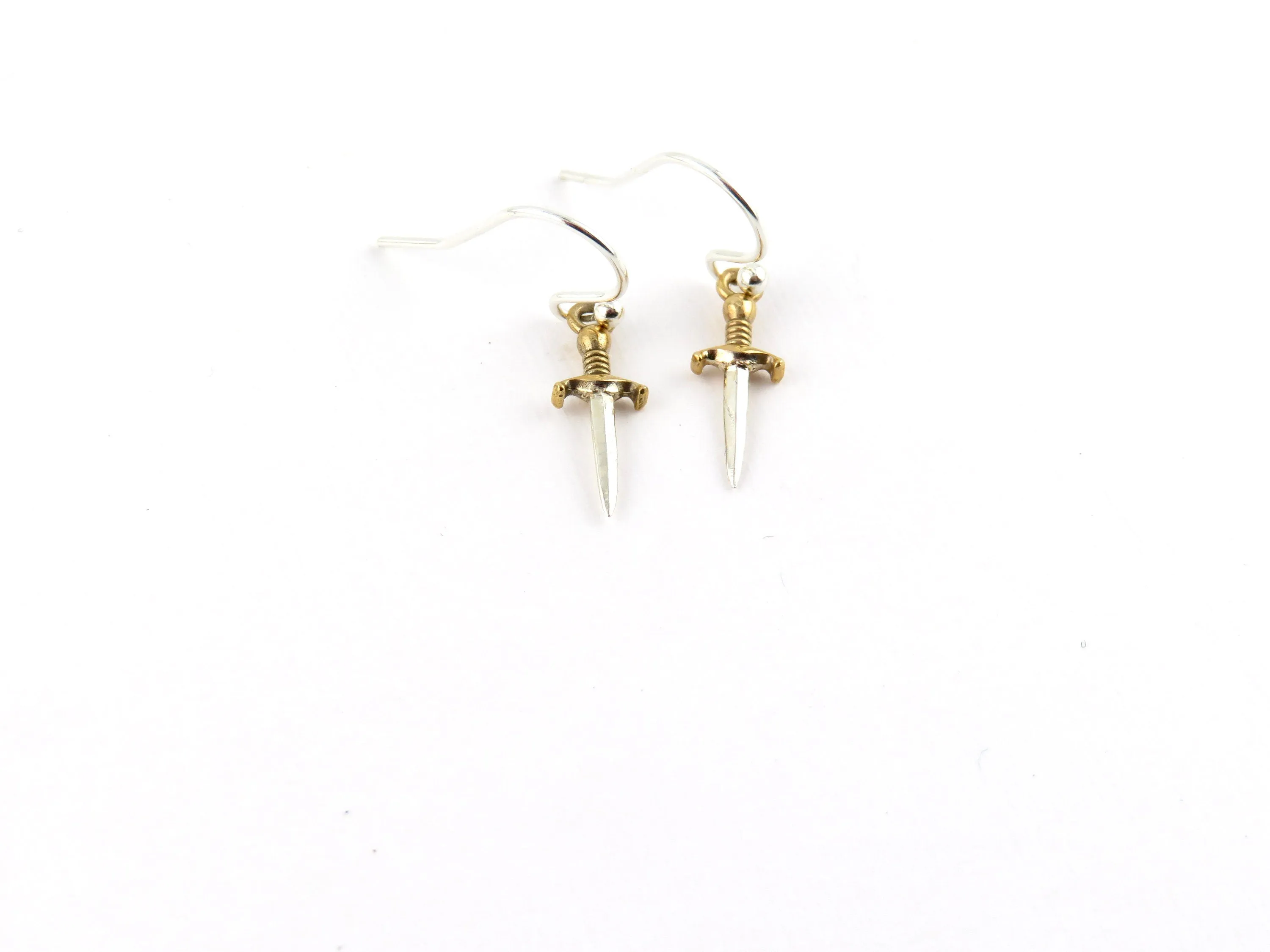 Mixed Metal Dagger Earrings - Small