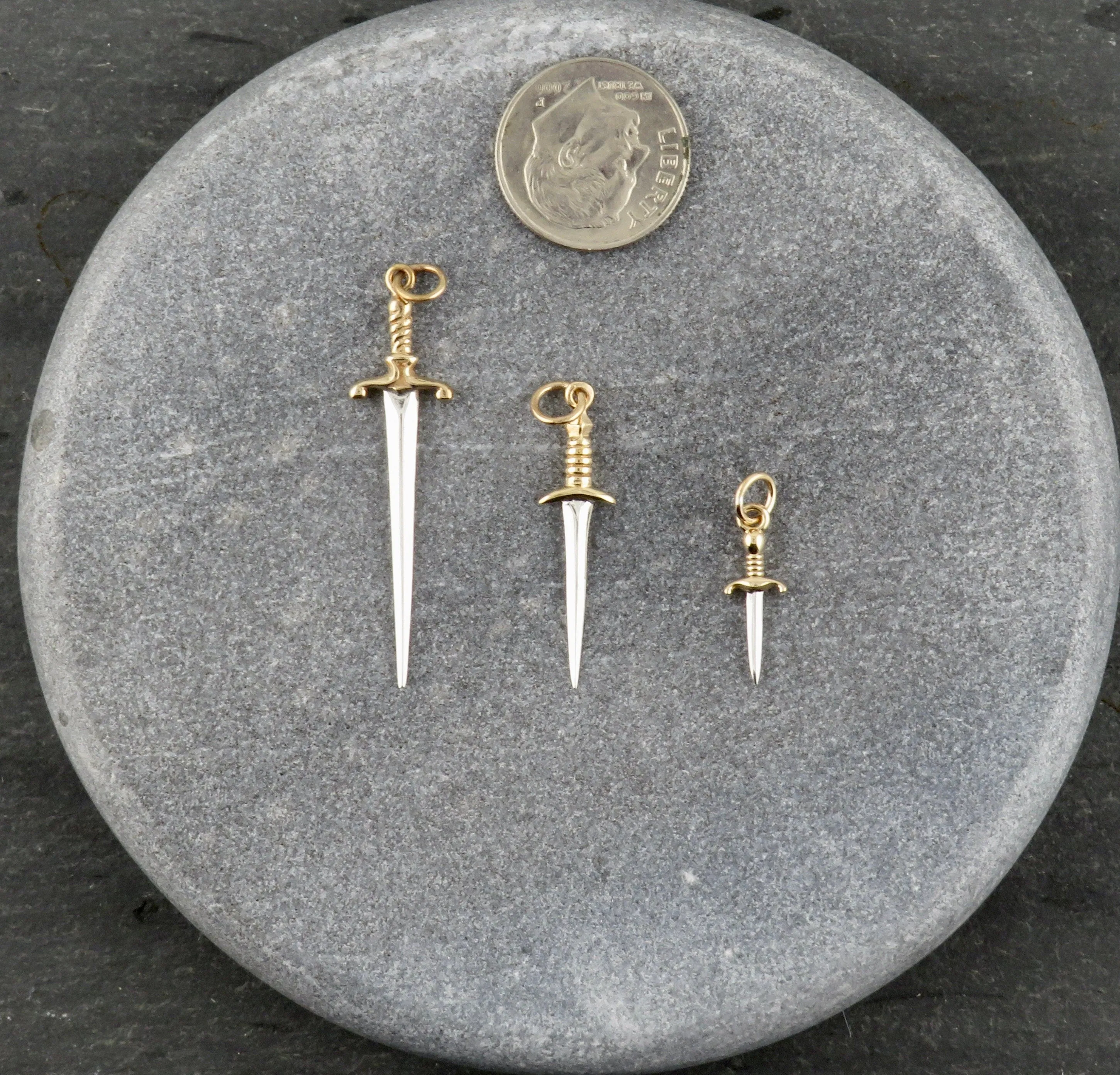 Mixed Metal Dagger Earrings - Small